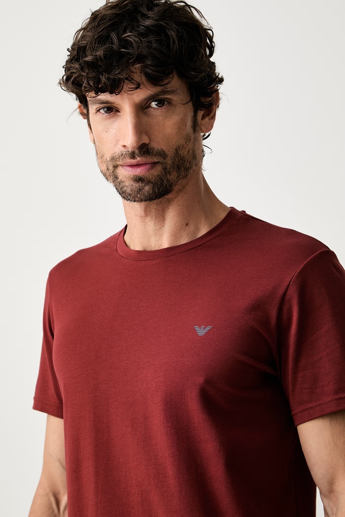 Emporio Armani Underwear T-shirt lounge męski bawełniany z elastanem 2-pack EM000391.AF25017 granatowy