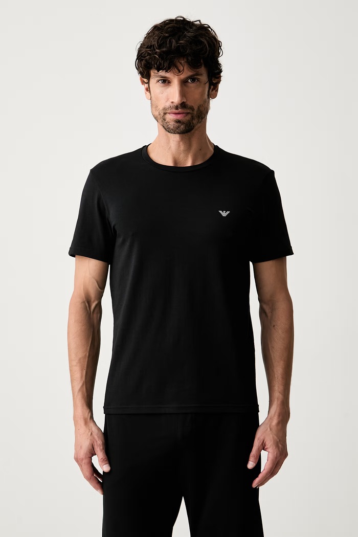 Emporio Armani Underwear T-shirt lounge męski bawełniany z elastanem 2-pack EM000391.AF25017 szary AW26