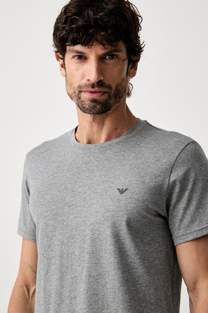Emporio Armani Underwear T-shirt lounge męski bawełniany z elastanem 2-pack EM000391.AF25017 szary