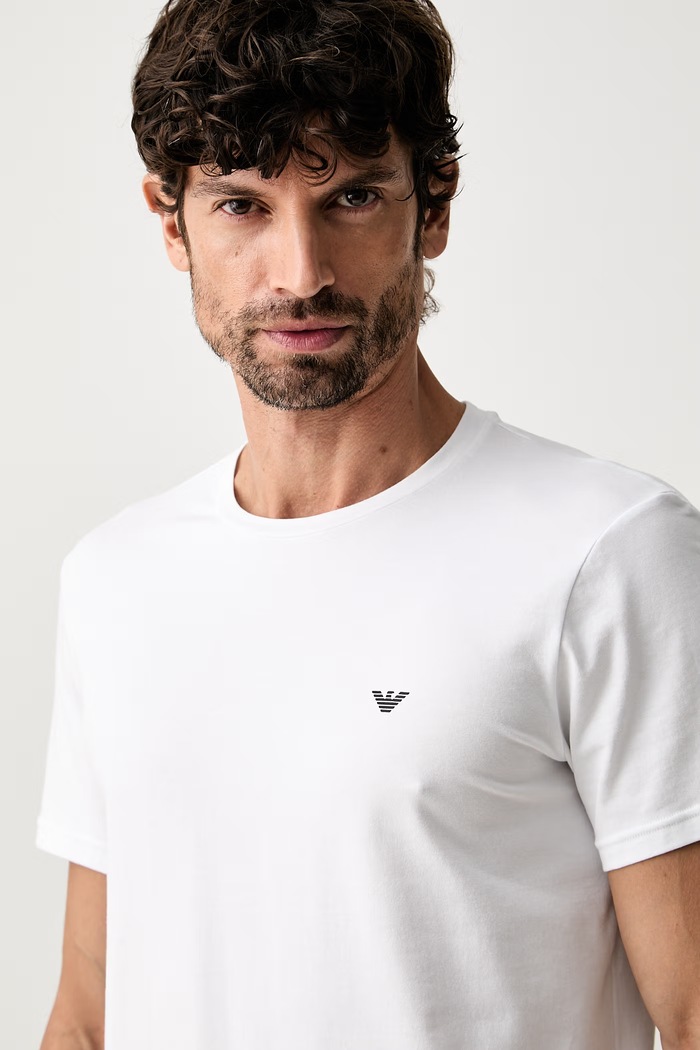 Emporio Armani Underwear T-shirt lounge męski bawełniany z elastanem 2-pack EM000391.AF25017 czarny