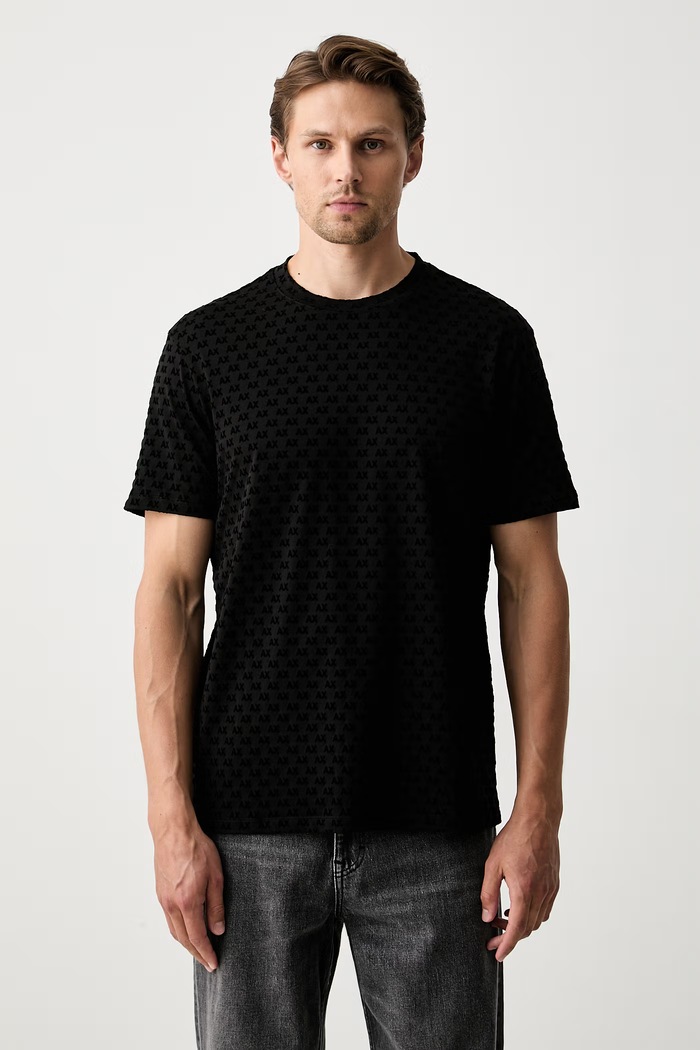 Armani Exchange kratka majica moška bombažna črna XM003079.AF10356
