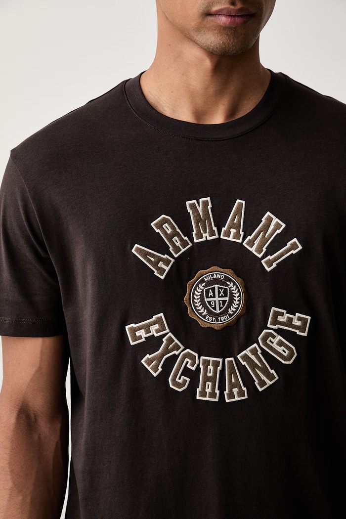 Armani Exchange T-shirt męski bawełniany brązowy XM003074.AF10362