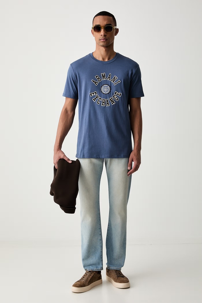 Armani Exchange T-shirt męski bawełniany XM003074.AF10362 niebieski AW26