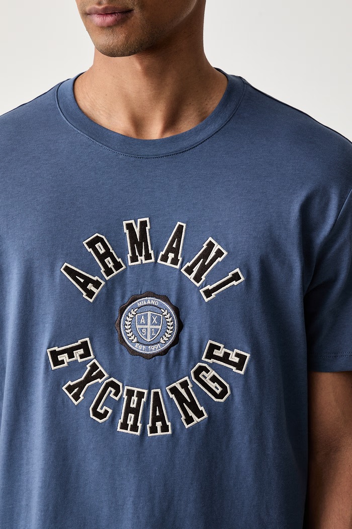 Armani Exchange T-shirt męski bawełniany niebieski XM003074.AF10362