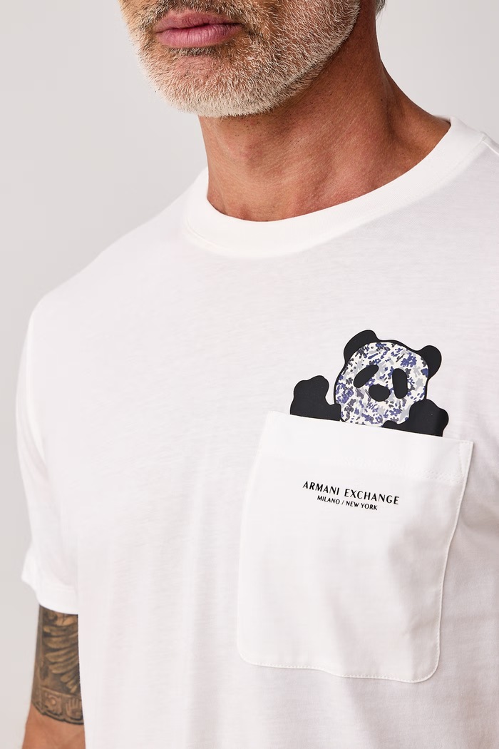 Kratka majica moška bombažna Armani Exchange XM003072.AF10356 bela