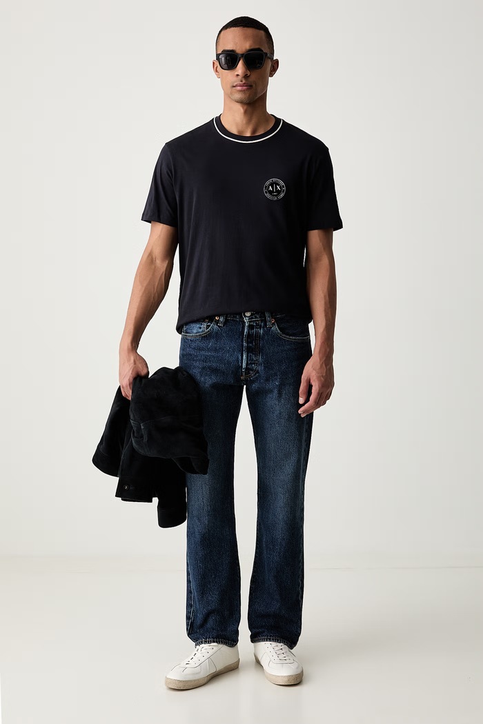 Armani Exchange T-shirt męski bawełniany XM003033.AF10356 granatowy AW26