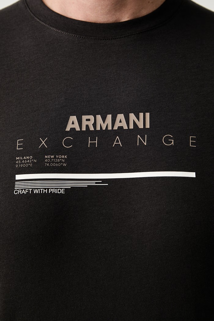 Armani Exchange T-shirt męski bawełniany XM003025.AF10358 brązowy