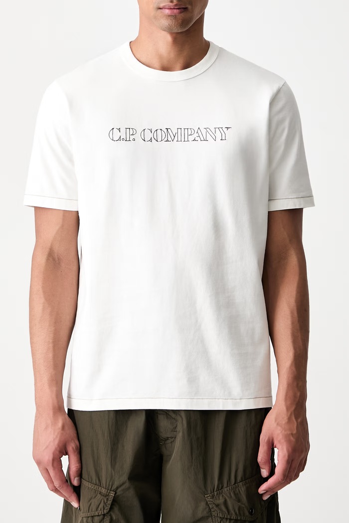 C.P. Company T-shirt bawełniany męski 21CMTS169A110580W beżowy