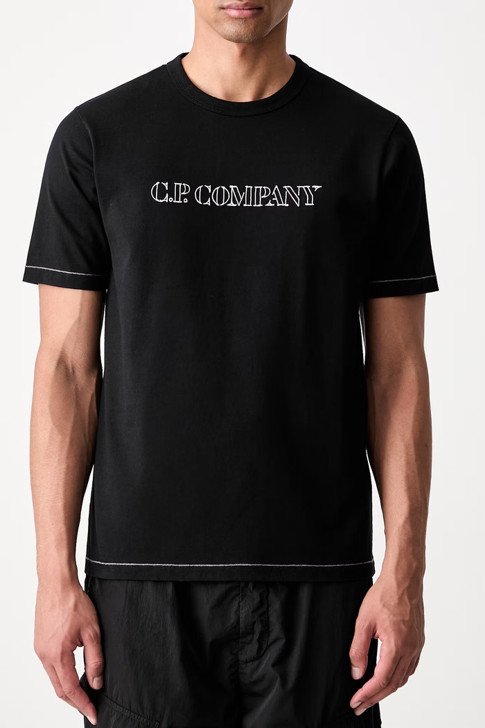C.P. Company T-shirt bawełniany męski 21CMTS169A110580W czarny