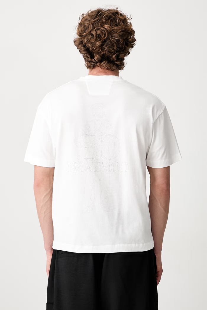 Odzież C.P. Company T-shirt bawełniany męski 21CMTS166A005100W biały