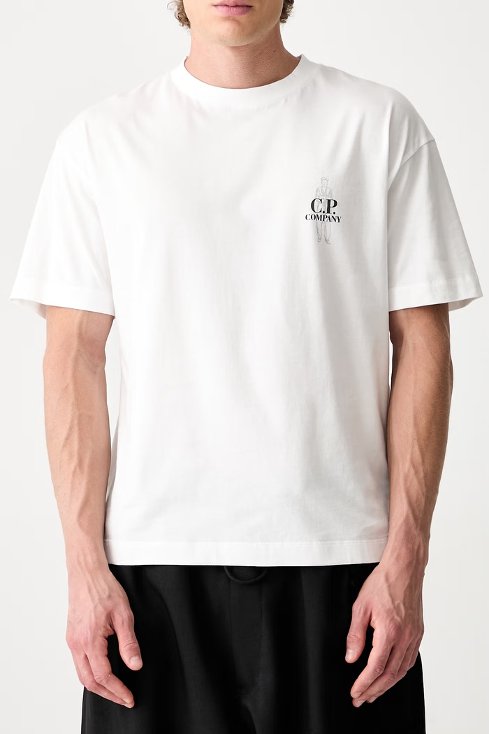 C.P. Company T-shirt bawełniany męski 21CMTS166A005100W biały