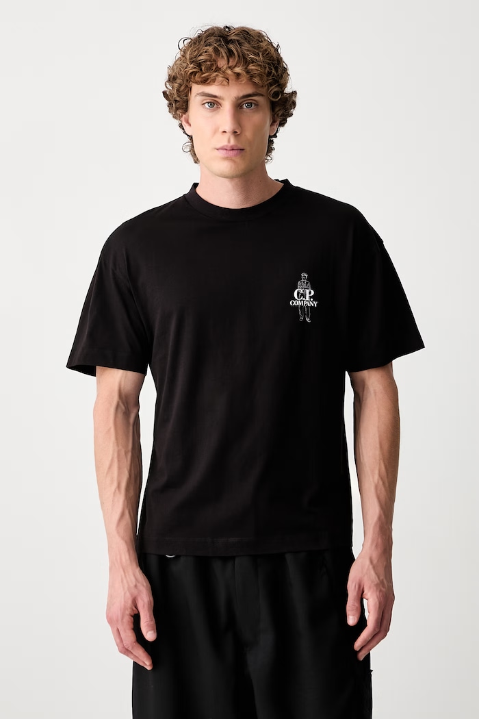 Odzież C.P. Company T-shirt bawełniany męski 21CMTS166A005100W czarny