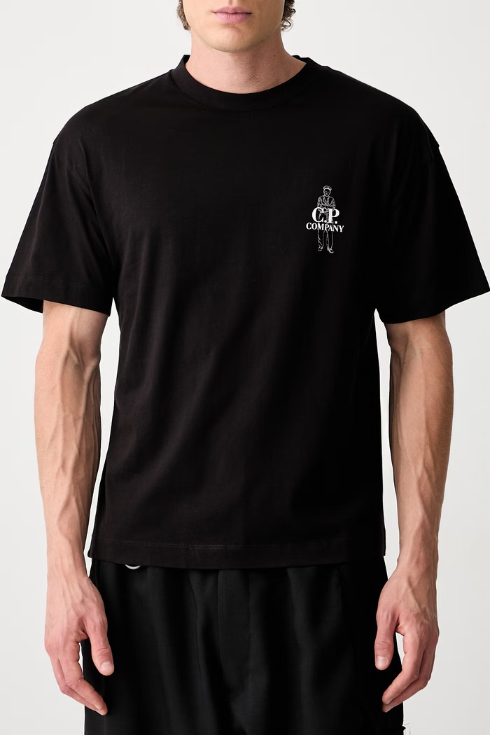 C.P. Company T-shirt bawełniany męski 21CMTS166A005100W czarny
