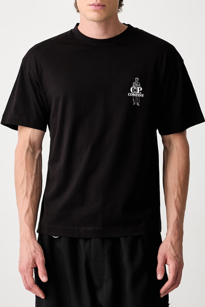 C.P. Company T-shirt bawełniany męski 21CMTS166A005100W czarny