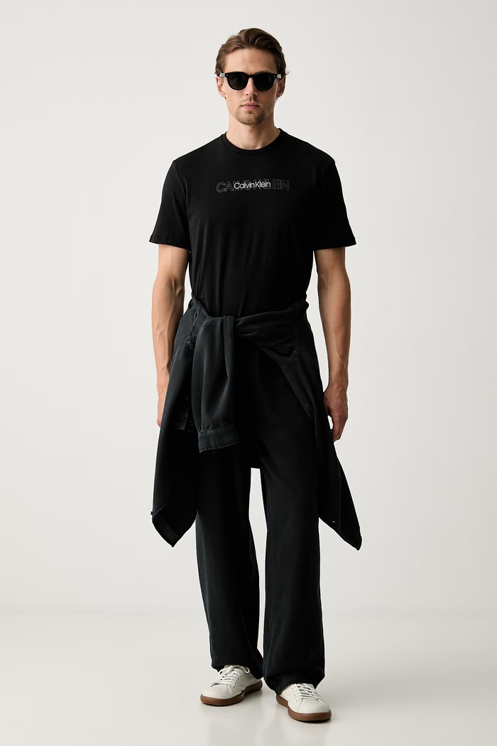 Calvin Klein T-shirt męski bawełniany LV04LH802G czarny AW26