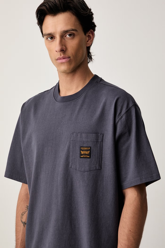 Levi's T-shirt męski bawełniany SS WORKWEAR PKT granatowy 008AB.0002
