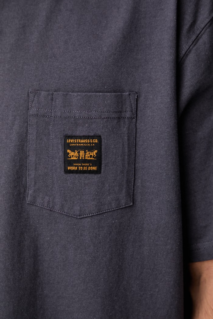 Levi's T-shirt męski bawełniany SS WORKWEAR PKT 008AB.0002 granatowy