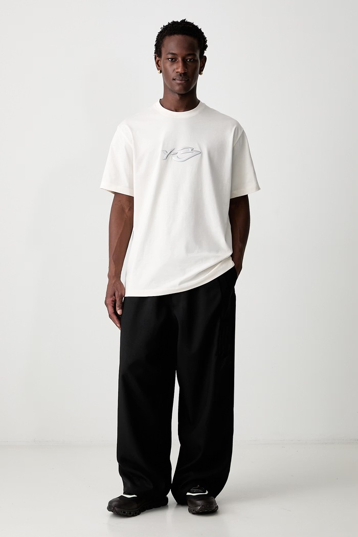 Y-3 LOGO LS TEE T-shirt bawełniany męski KW8184.M beżowy AW26