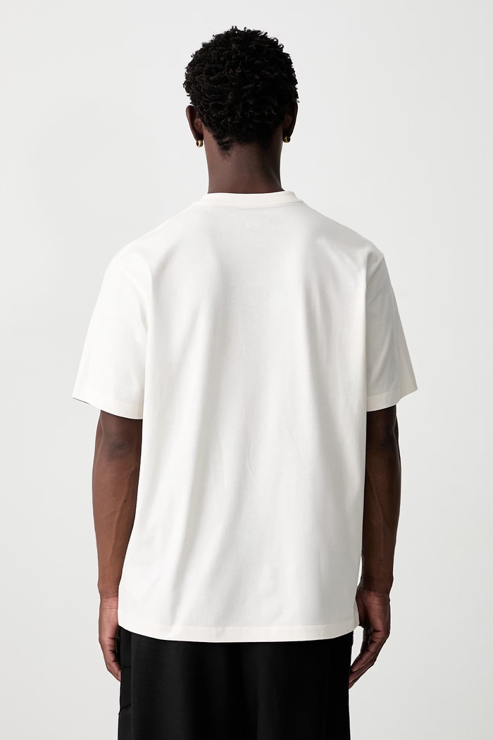 Odzież Y-3 LOGO LS TEE T-shirt bawełniany męski KW8184.M beżowy