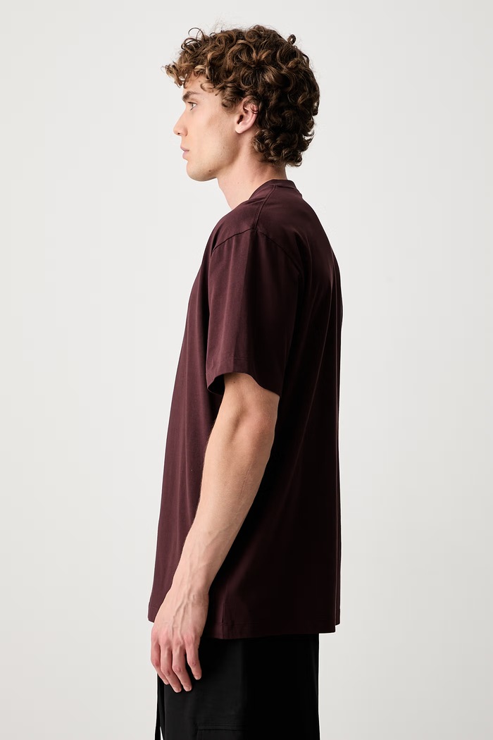 Y-3 REG SS TEE T-shirt męski bawełniany KU2264.M bordowy AW26