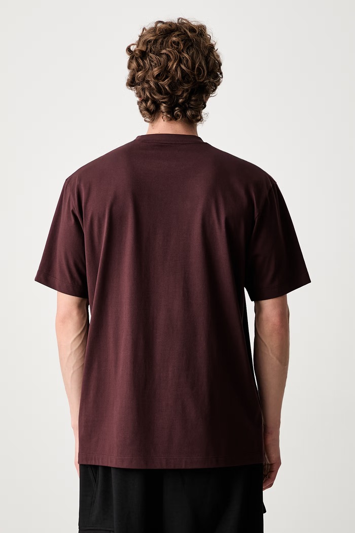 Odzież Y-3 REG SS TEE T-shirt męski bawełniany KU2264.M bordowy