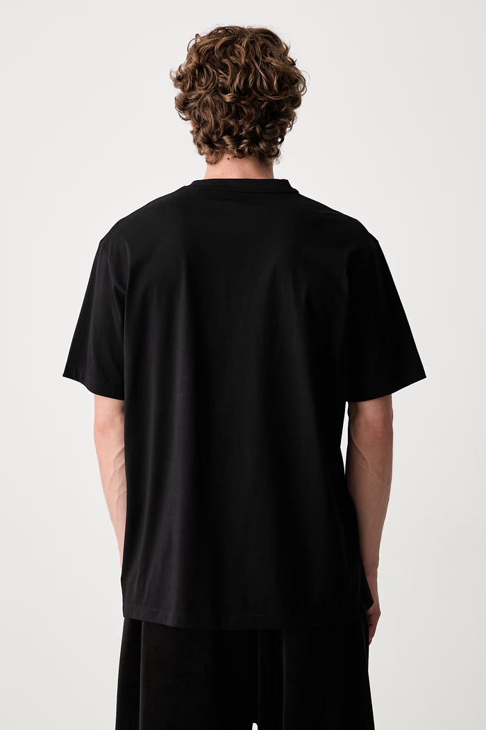 Odzież Y-3 LOGO LS TEE T-shirt bawełniany męski KQ8579.M czarny