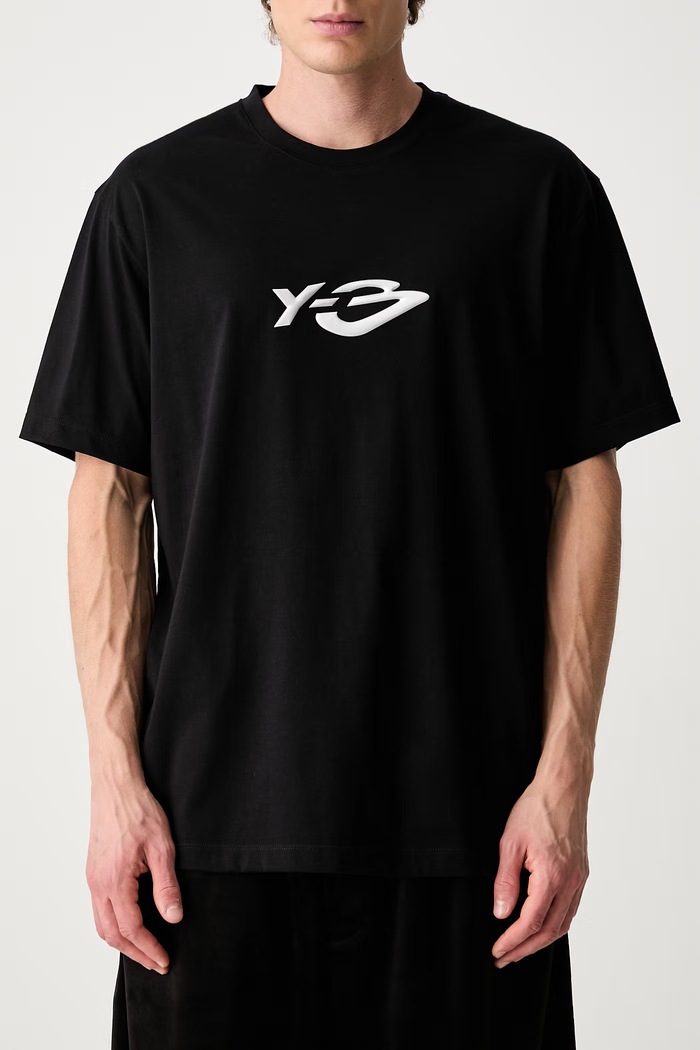 Y-3 LOGO LS TEE T-shirt bawełniany męski czarny KQ8579.M
