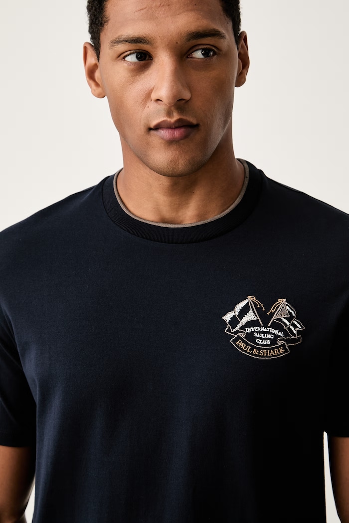 Paul&Shark t-shirt da uomo in cotone blu navy 16311649