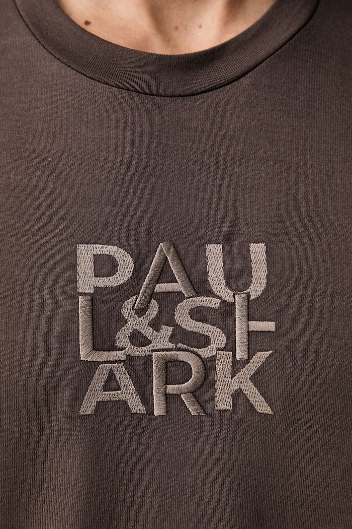 Paul&Shark T-shirt męski bawełniany 16311625 brązowy