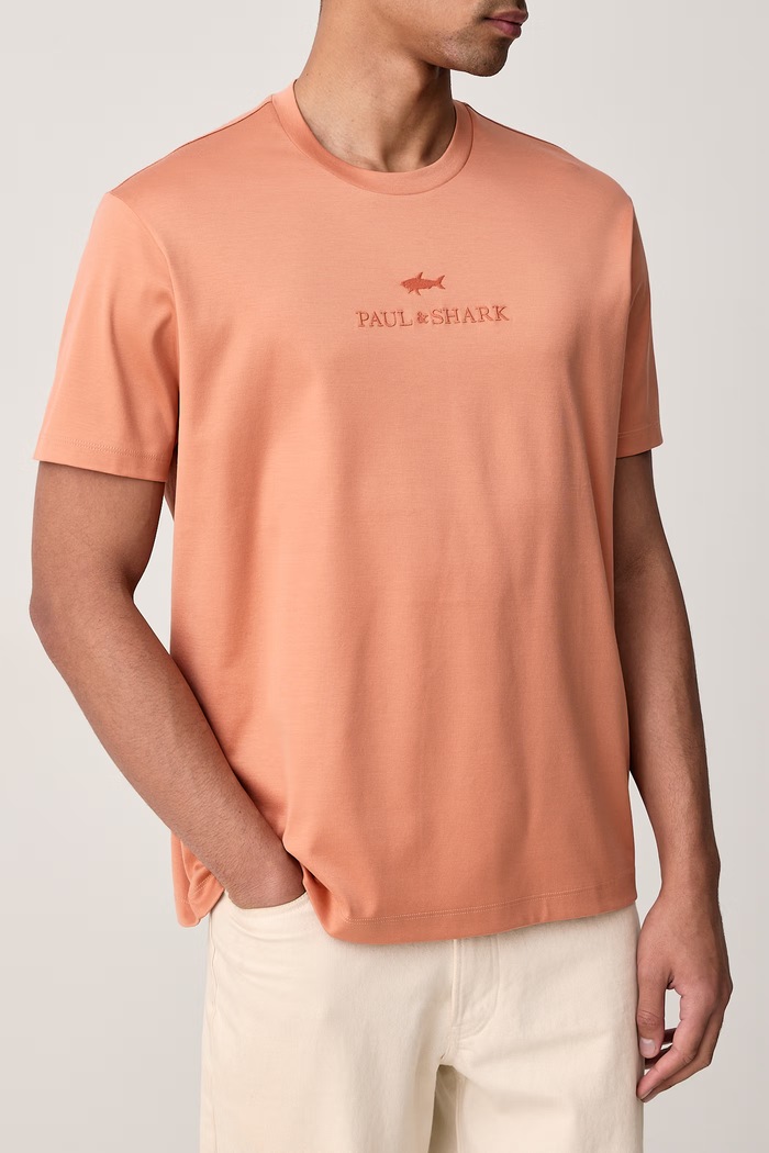 T-shirt męski bawełniany Paul&Shark 16311622 pomarańczowy