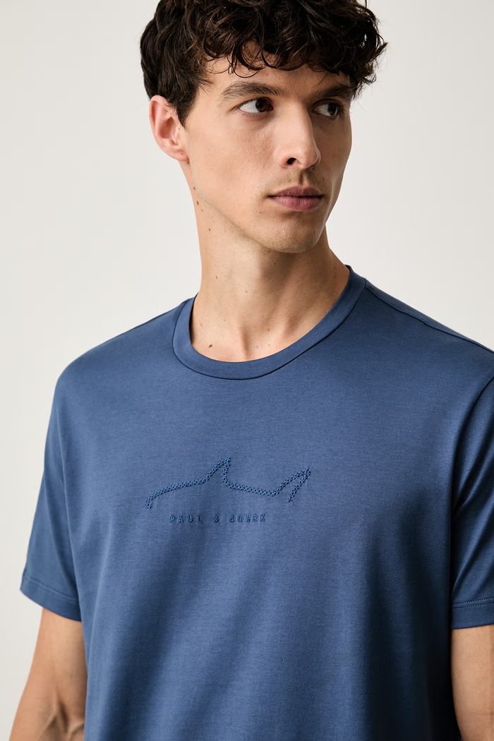 Paul&Shark T-shirt męski bawełniany niebieski 16311617