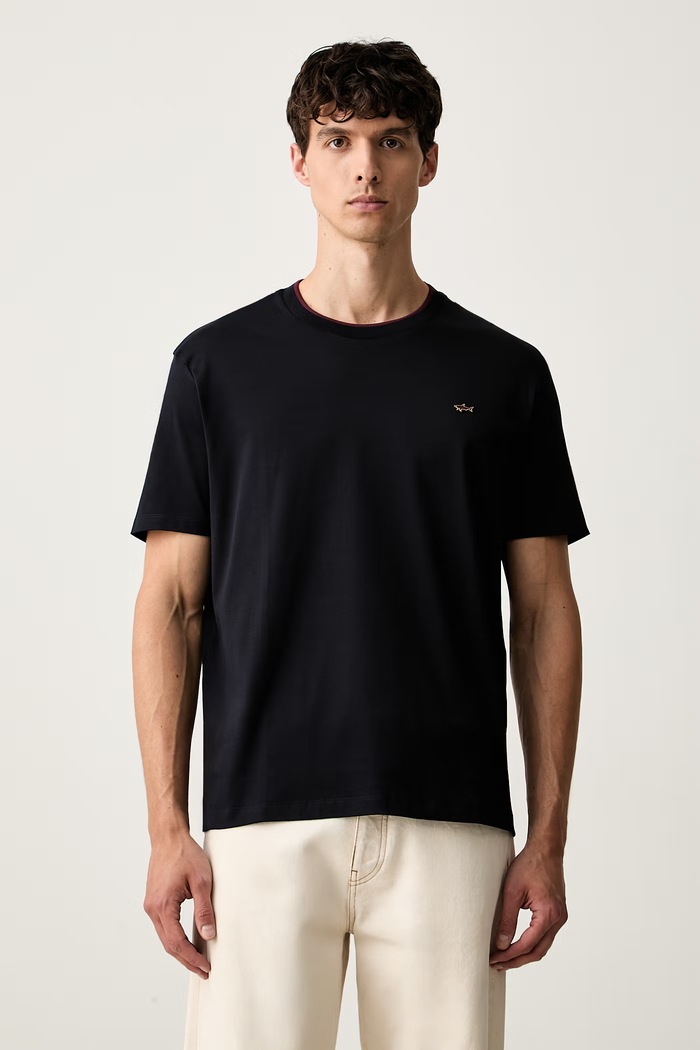 Paul&Shark T-shirt męski bawełniany granatowy 16311610