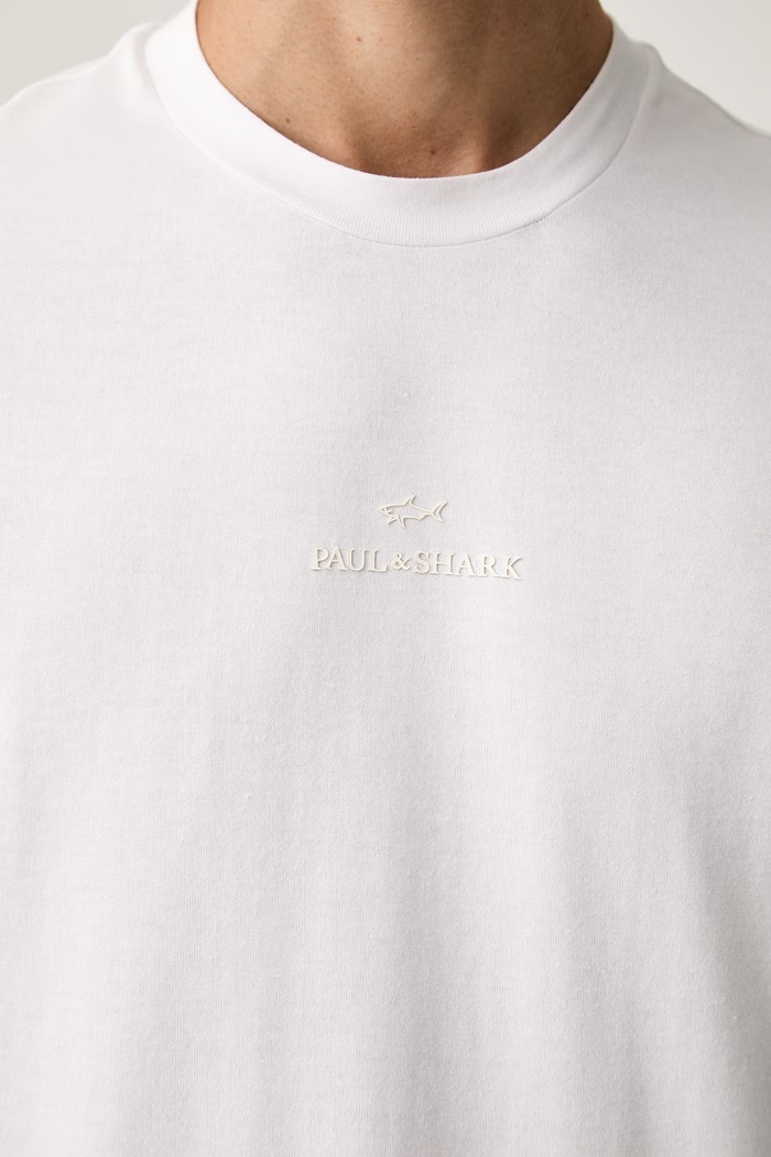 Paul&Shark T-shirt męski bawełniany 16311601 biały