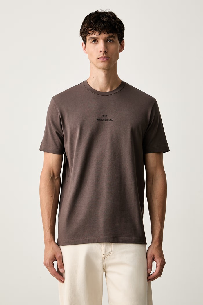 Paul&Shark T-shirt męski bawełniany brązowy 16311601