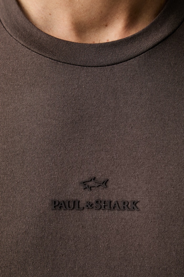 Paul&Shark T-shirt męski bawełniany 16311601 brązowy