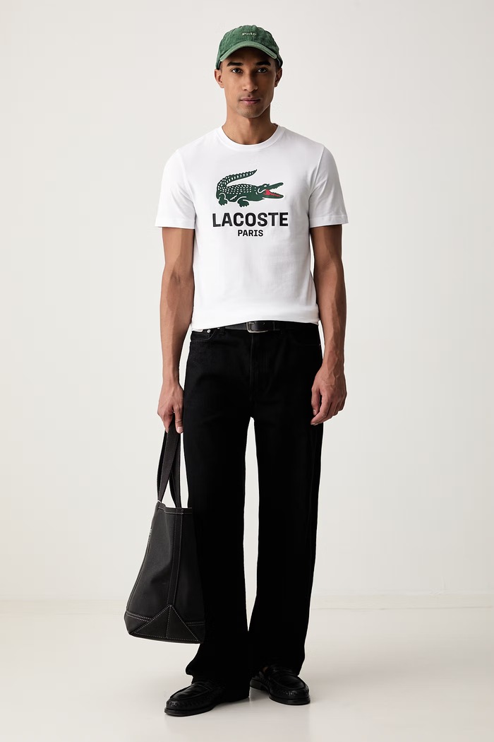 Lacoste T-shirt męski bawełniany TH5634 biały AW26
