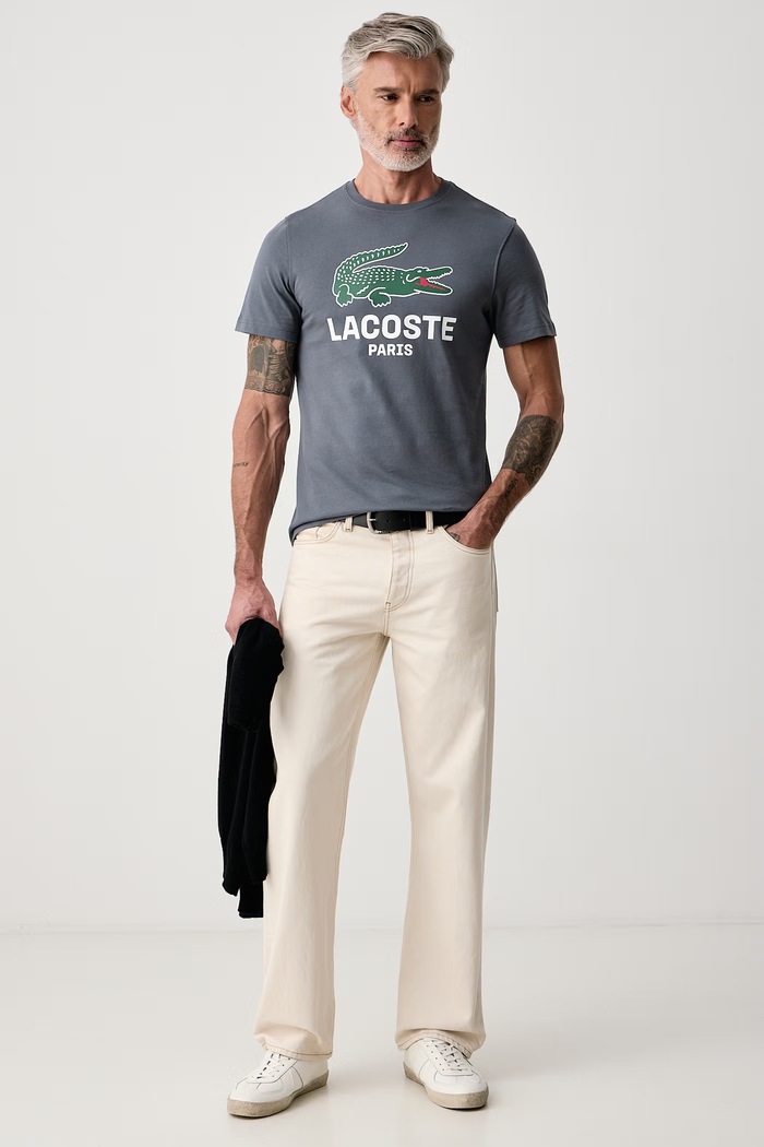Lacoste T-shirt męski bawełniany TH5634 niebieski AW26