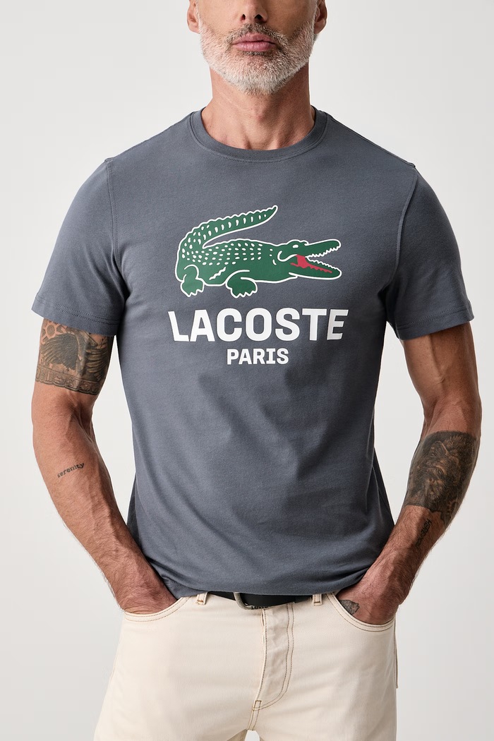 T-shirt męski bawełniany Lacoste TH5634 niebieski