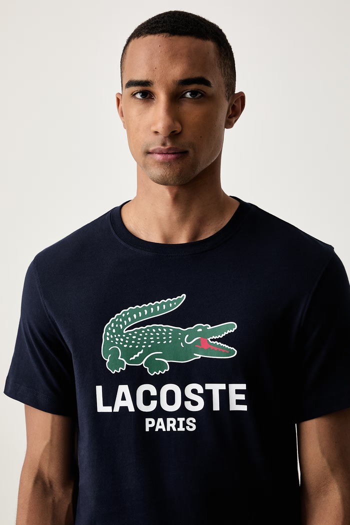 Lacoste T-shirt męski bawełniany granatowy TH5634