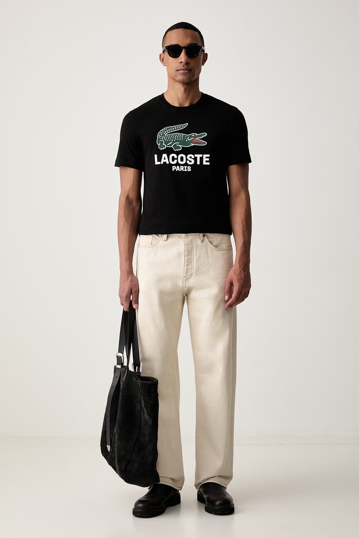 Lacoste T-shirt męski bawełniany TH5634 czarny AW26