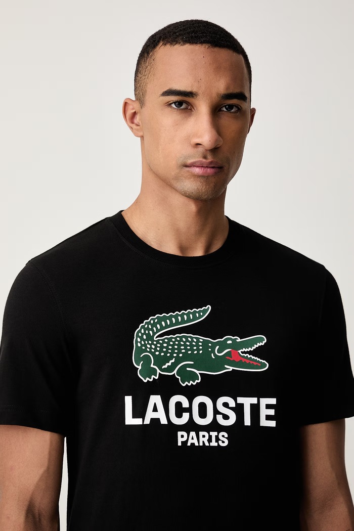 Lacoste T-shirt męski bawełniany czarny TH5634