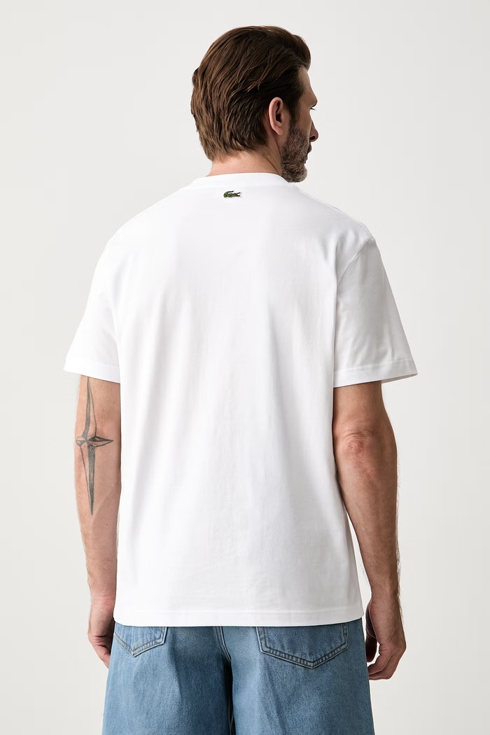 Odzież Lacoste T-shirt męski bawełniany TH0644 biały
