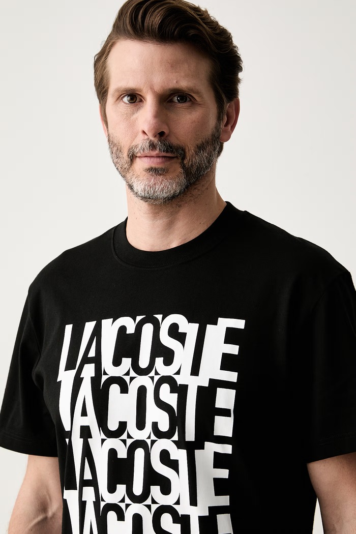 Lacoste T-shirt męski bawełniany czarny TH0644
