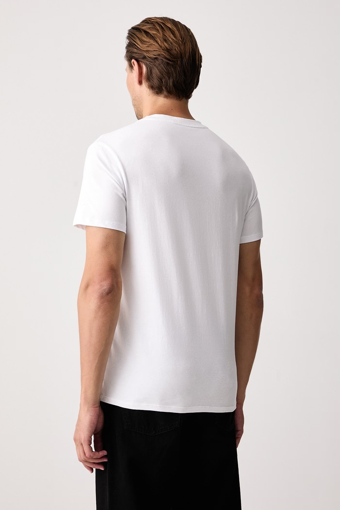 United Colors of Benetton Basic tričko pánske bavlnené s elastanom 2-pak 3G682M002 biela AW26