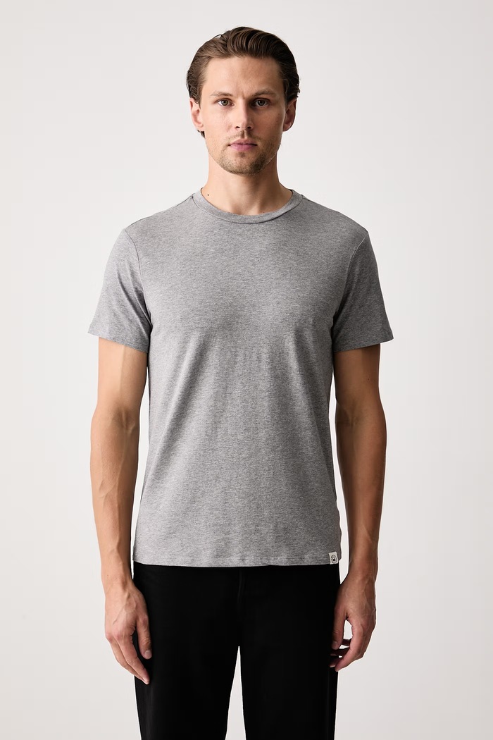 United Colors of Benetton T-shirt basic męski bawełniany z elastanem 2-pack 3G682M002 szary AW26