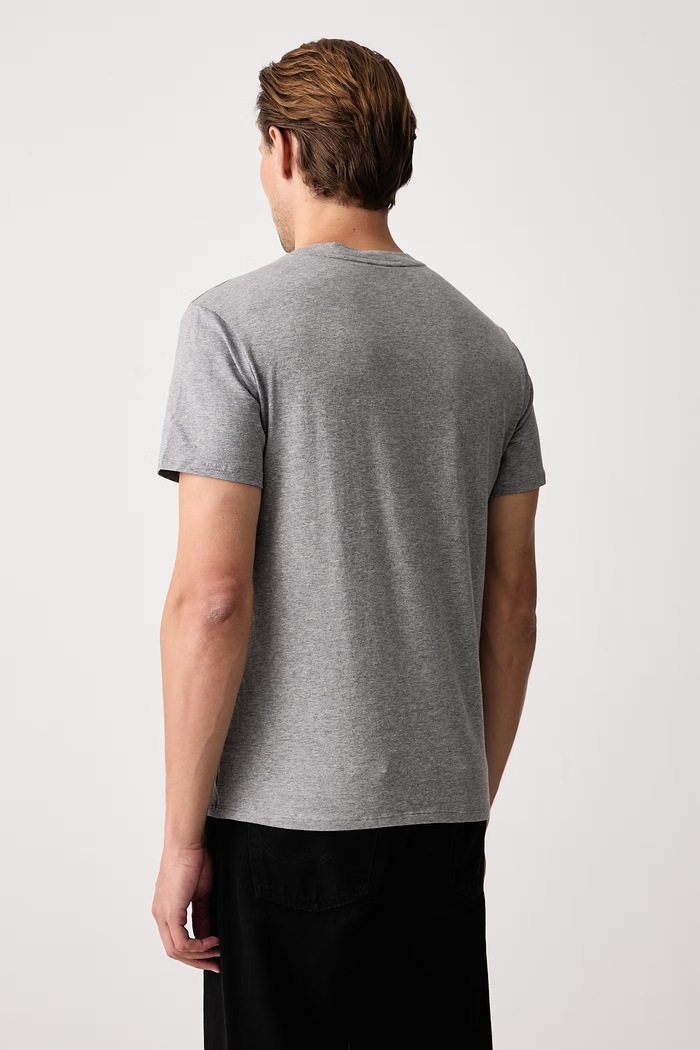 T-shirt basic męski bawełniany z elastanem 2-pack United Colors of Benetton 3G682M002 szary