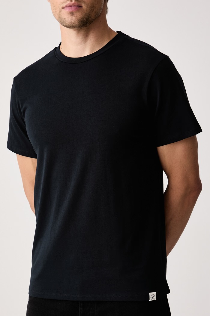 T-shirt basic męski bawełniany z elastanem 2-pack United Colors of Benetton szary 3G682M002