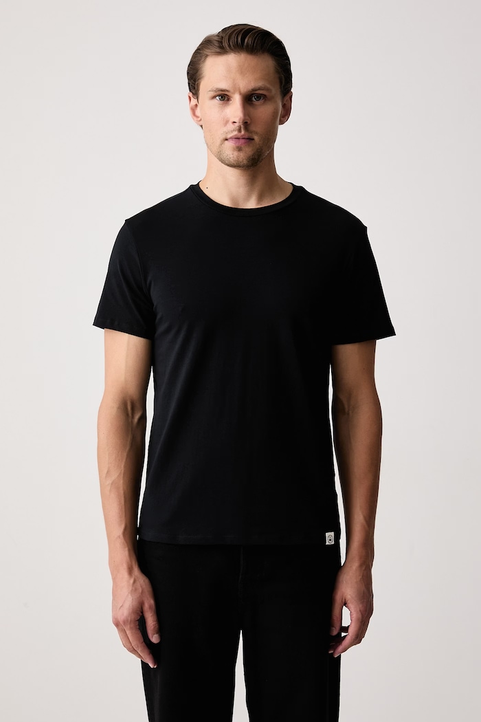 United Colors of Benetton T-shirt basic męski bawełniany z elastanem 2-pack 3G682M002 czarny AW26