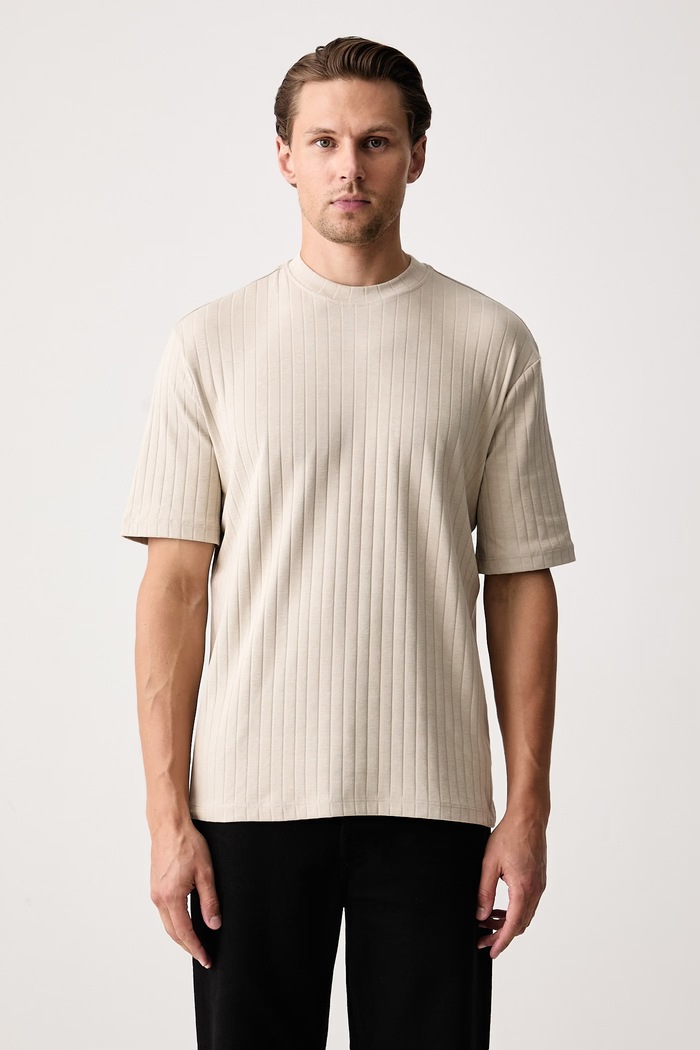 United Colors of Benetton Basic tričko pánske s bavlnou béžová 3ZAWU10CQ