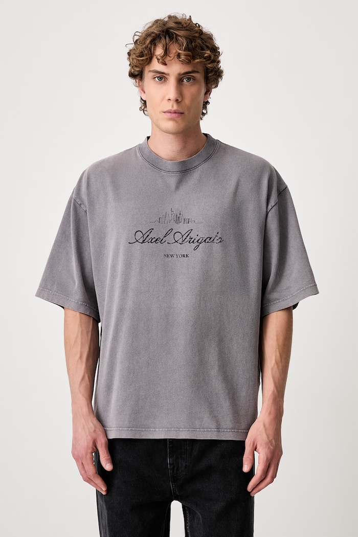Axel Arigato NYC Washed Sky T-shirt bawełniany męski szary A4296001